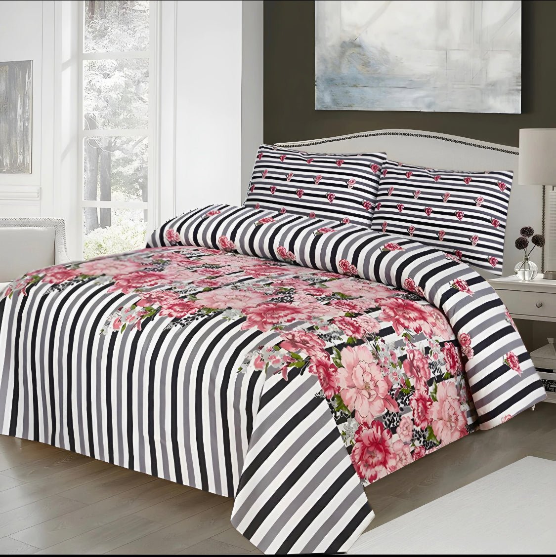 BED SHEET 3PCS - SPRING GARDEN - Waqashomeltd