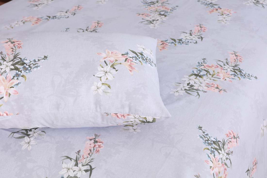 BED SHEET SET 3PCS - GREY FLOWER - Waqashomeltd