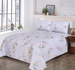 BED SHEET SET 3PCS - GREY FLOWER - Waqashomeltd