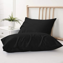 BLACK - PILLOWCASE WITH FLAP - Waqashomeltd