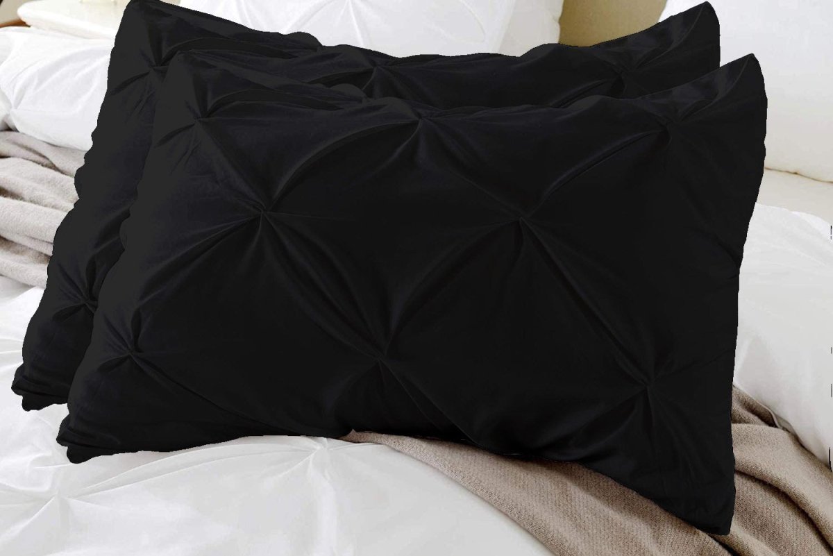 BLACK - PINTUCK PILLOWCASE - Waqashomeltd