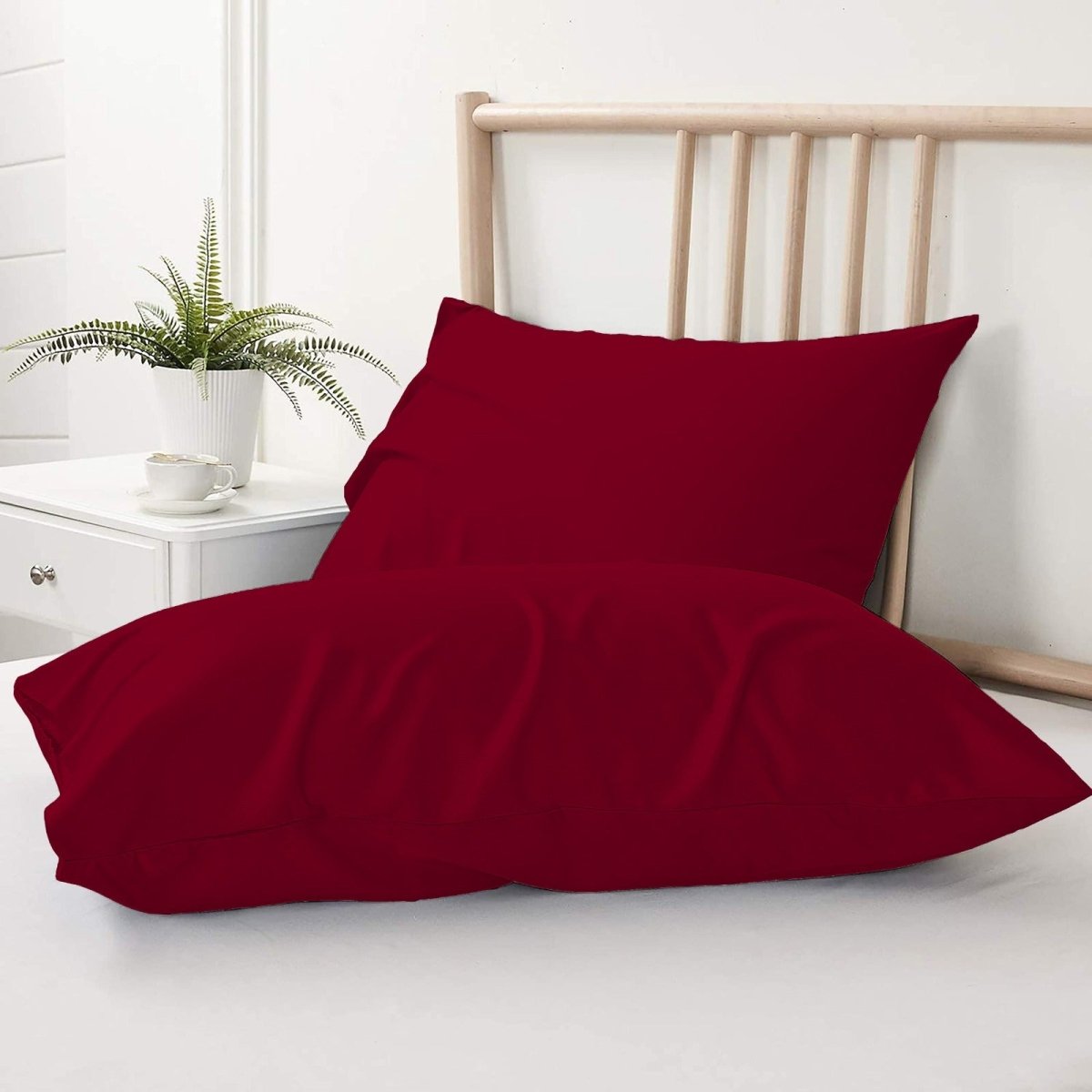 BURGUNDY - PILLOWCASE WITH FLAP - Waqashomeltd