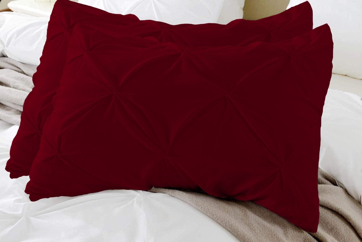 BURGUNDY - PINTUCK PILLOWCASE - Waqashomeltd