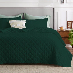 DIAMOND QUILTED SUMMER BEDSPREAD - GREEN - Waqashomeltd