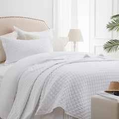 DIAMOND QUILTED SUMMER BEDSPREAD - SUPER WHITE - Waqashomeltd