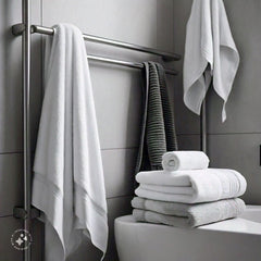 Egyptian Cotton, Zero Twist 600GSM Bath Towel-White - Waqashomeltd