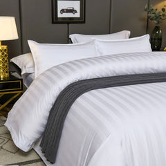 EXCLUSIVE LUXE COLLECTION BED SET 5PCS - SUPER WHITE STRIPES - Waqashomeltd