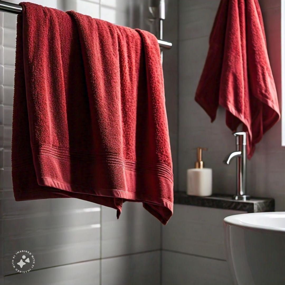 PREMIUM QUALITY EGYPTIAN 100% COTTON 450GSM Bath Towel - Red - Waqashomeltd