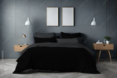 REVERSIBLE BLACK & GREY - 7 PCS DUVET COVER SET - Waqashomeltd