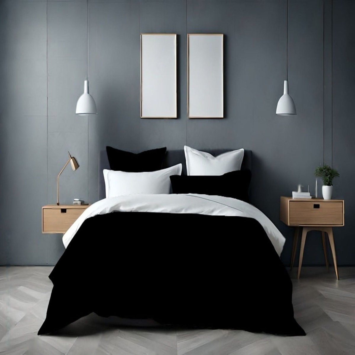 REVERSIBLE BLACK & WHITE - 7 PCS DUVET COVER SET - Waqashomeltd