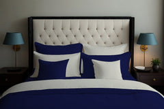 REVERSIBLE NAVY BLUE & CREAM - 7 PCS DUVET COVER SET - Waqashomeltd