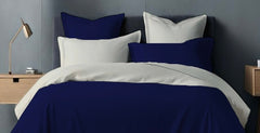 REVERSIBLE NAVY BLUE & CREAM - 7 PCS DUVET COVER SET - Waqashomeltd