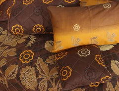 SUMMER BEDSPREAD 6PCS - BROWN LEAFY - Waqashomeltd