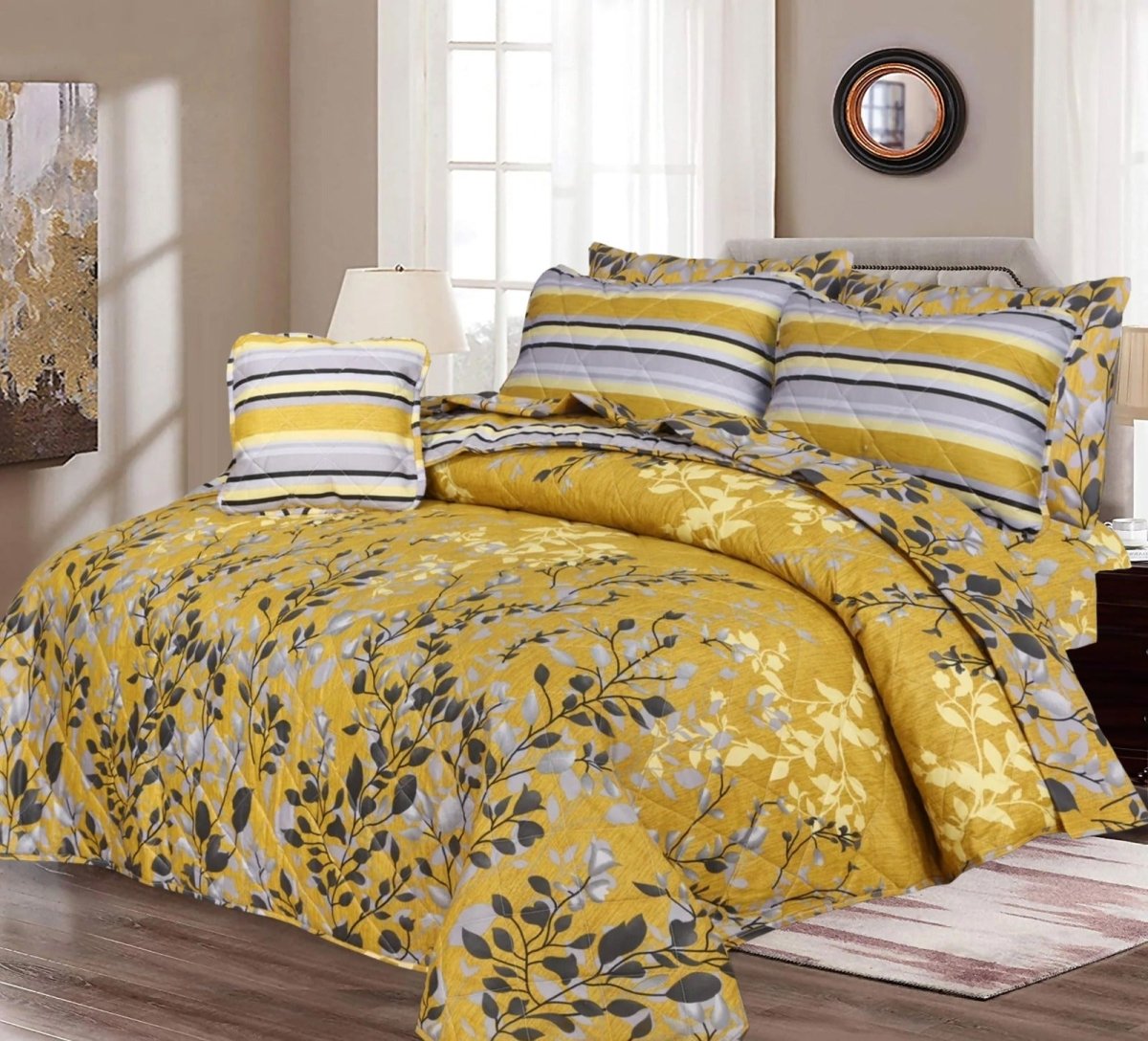 SUMMER BEDSPREAD 6PCS - FLORAL LIME - Waqashomeltd