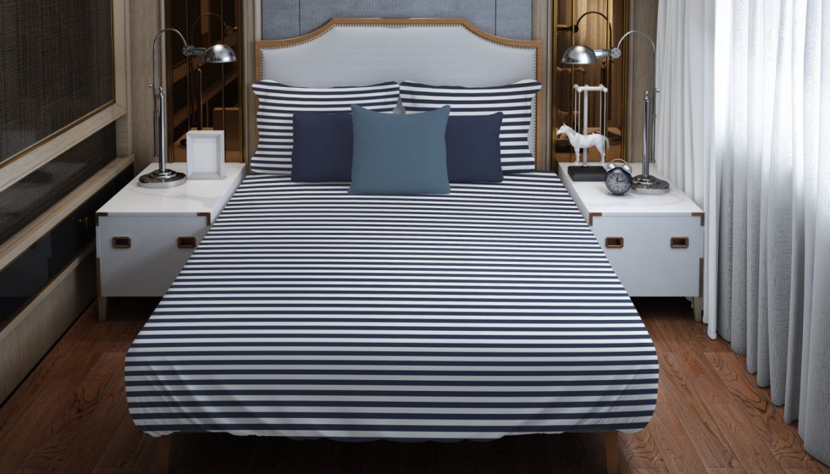 Blue Stripes - Bed Sheet Set - Waqashomeltd