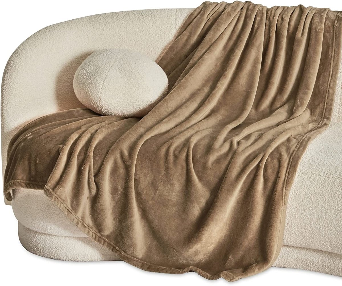 Fleece Throw Winter Blanket King Size - Camel - Waqashomeltd