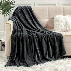 Fleece Throw Winter Blanket King Size - Charcoal - Waqashomeltd