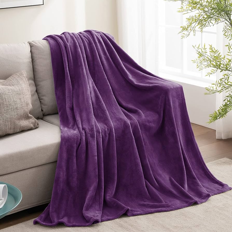 Fleece Throw Winter Blanket King Size - Dark Purple - Waqashomeltd