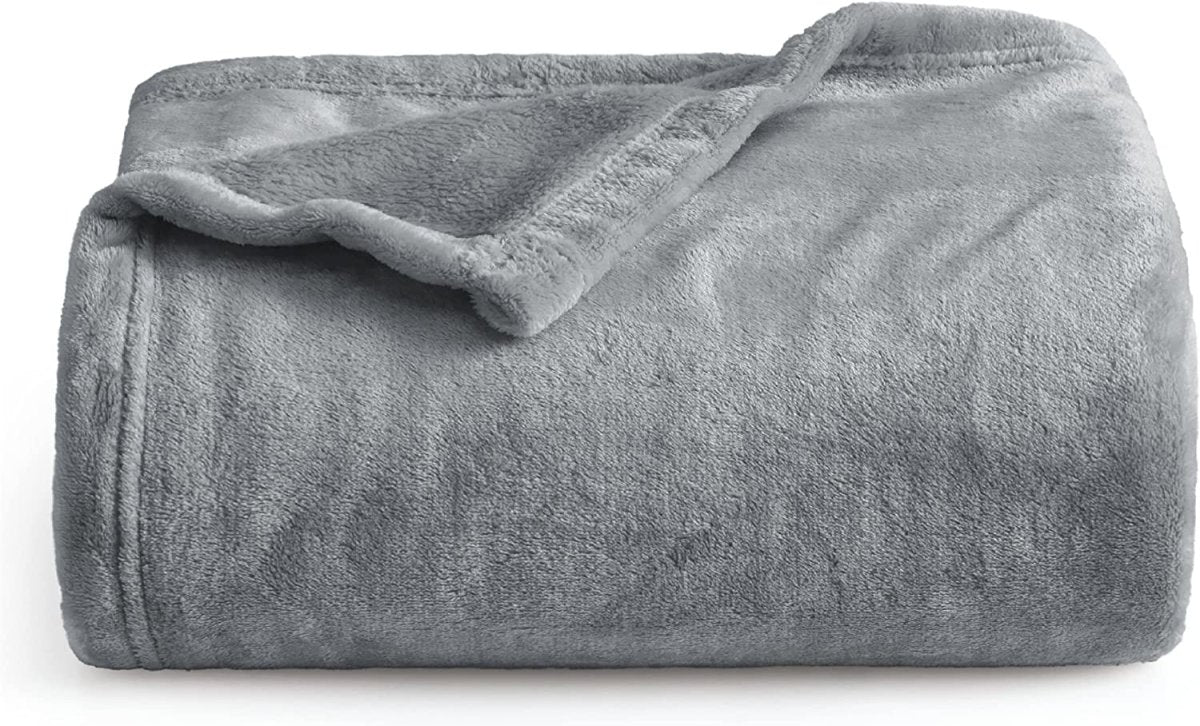 Fleece Throw Winter Blanket King Size - Grey - Waqashomeltd