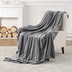 Fleece Throw Winter Blanket King Size - Grey - Waqashomeltd