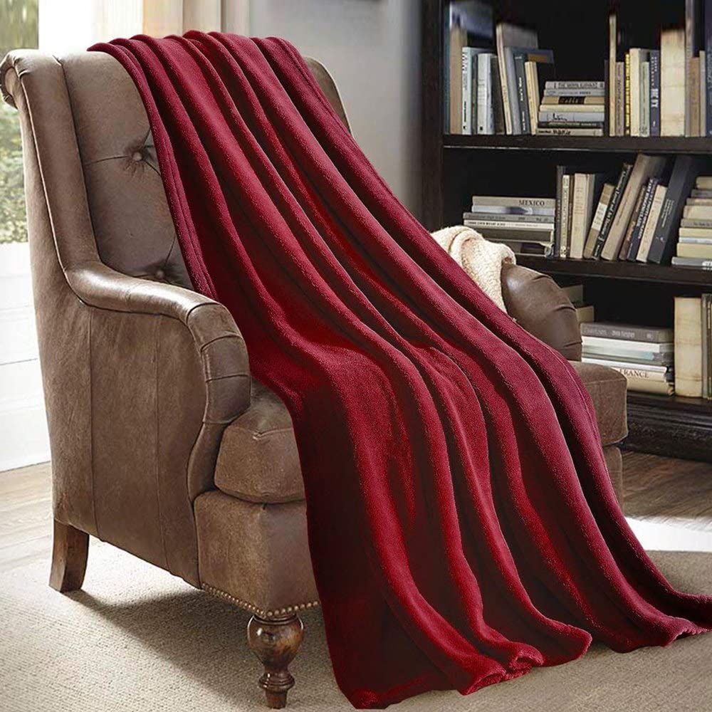 Fleece Throw Winter Blanket King Size - Maroon - Waqashomeltd