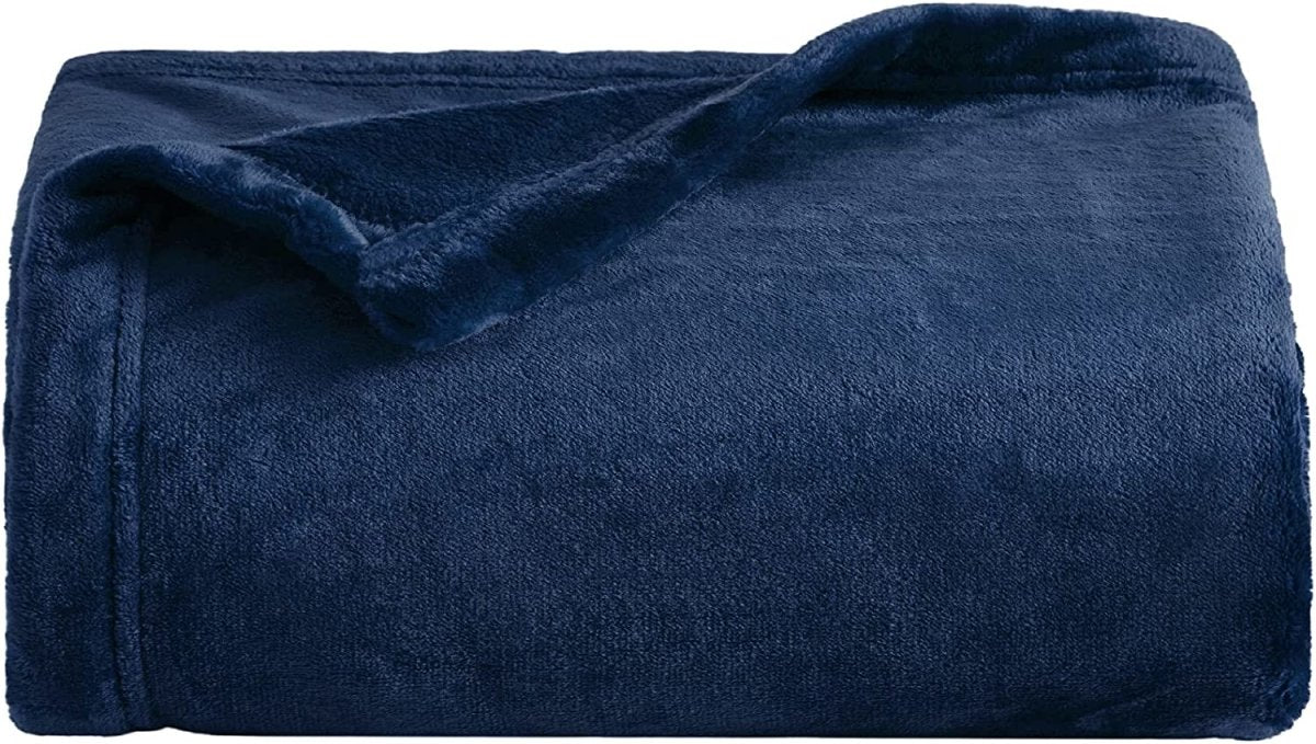 Fleece Throw Winter Blanket King Size - Navy - Waqashomeltd