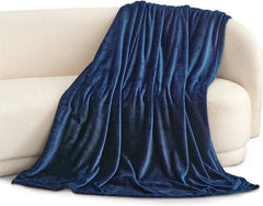 Fleece Throw Winter Blanket King Size - Navy - Waqashomeltd