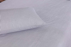 Grey Stripes-Flat Sheet with 2 Pillow Cases - Waqashomeltd