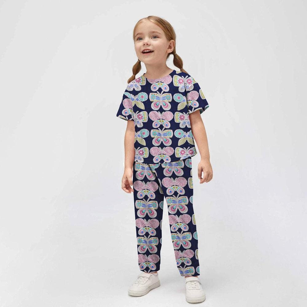 Kids Branded Butterflies Printed Night Suit - Waqashomeltd