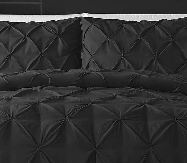 LUXURY PIN TUCK BLACK - BED SET 8PCS - Waqashomeltd