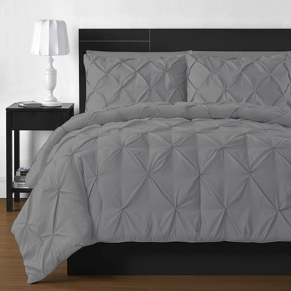 LUXURY PIN TUCK GREY - BED SET 8 PCS - Waqashomeltd