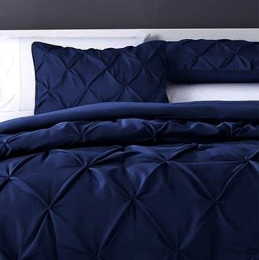 LUXURY PIN TUCK NAVY BLUE - BED SET 8 PCS - Waqashomeltd