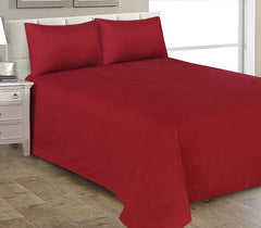 Maroon-Flat Sheet with 2 Pillow Cases - Waqashomeltd