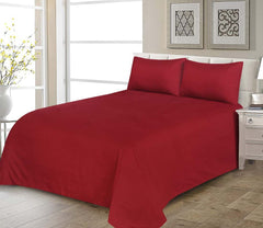 Maroon-Flat Sheet with 2 Pillow Cases - Waqashomeltd