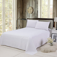 Plain White-Flat Sheet with 2 Pillow Cases - Waqashomeltd