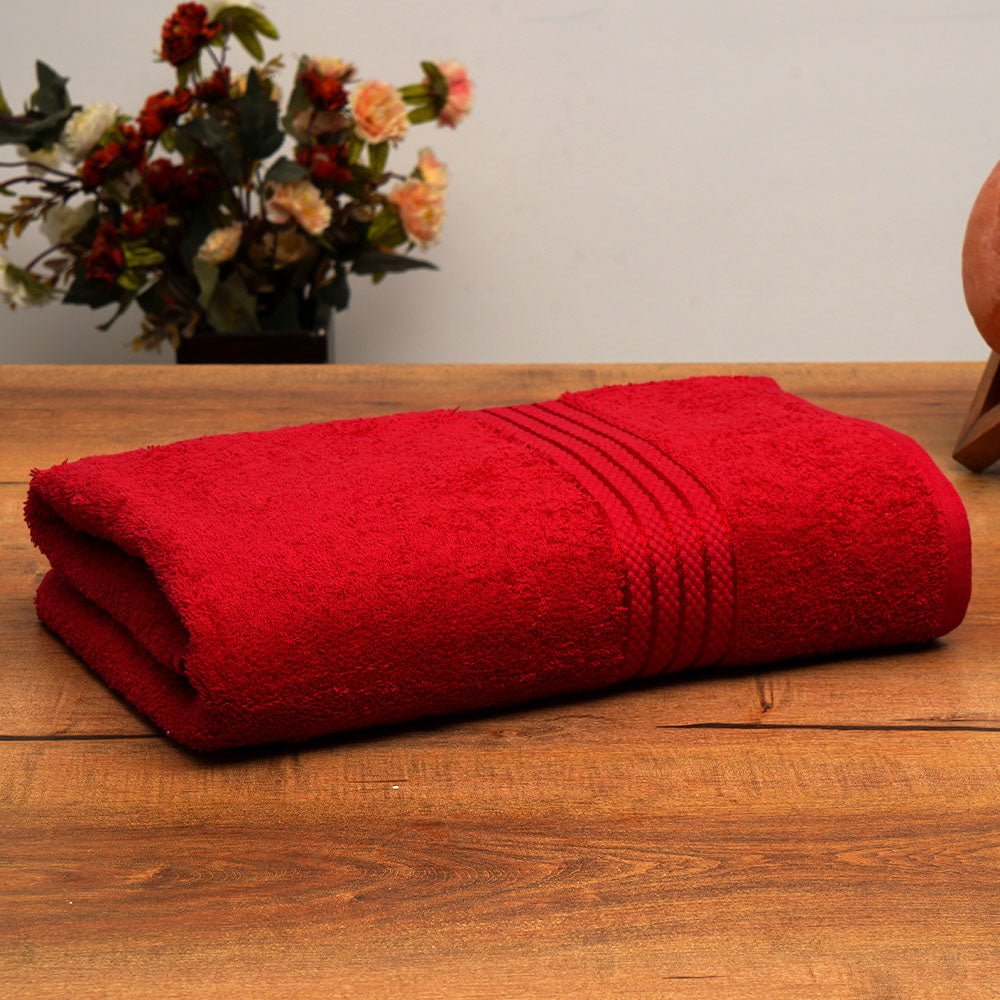 PREMIUM QUALITY EGYPTIAN 100% COTTON 450GSM Bath Towel - Red - Waqashomeltd