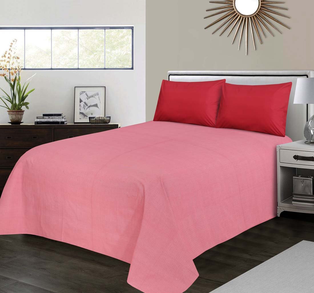 Red-Flat Sheet with 2 Pillow Cases - Waqashomeltd