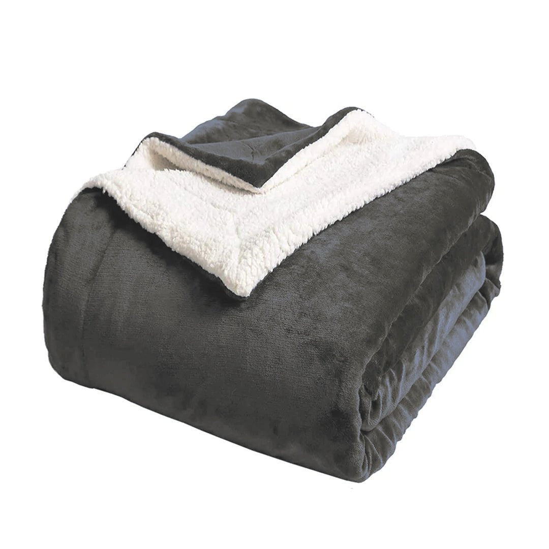 Super Soft Sherpa Fleece Blanket-Charcoal - Waqashomeltd