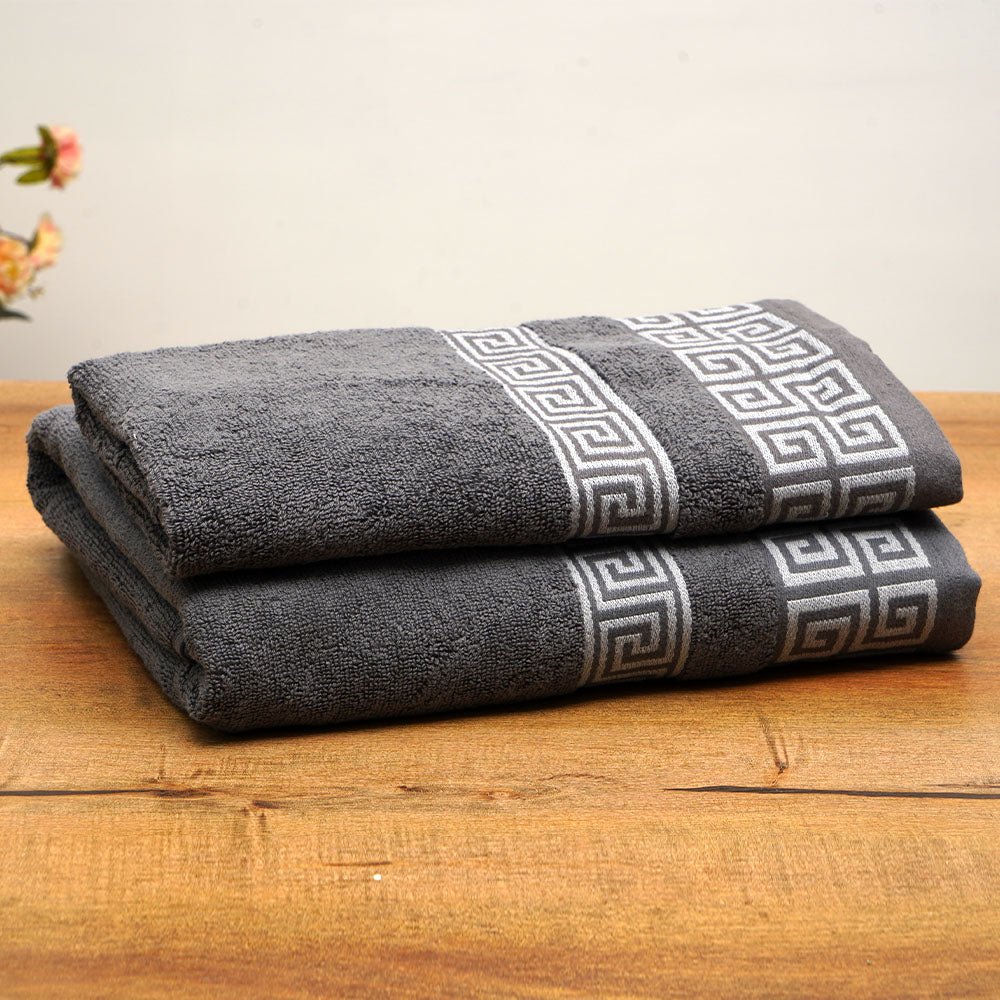 Super Soft Top Quality Jaquard design Bath Towel - Grey - Waqashomeltd