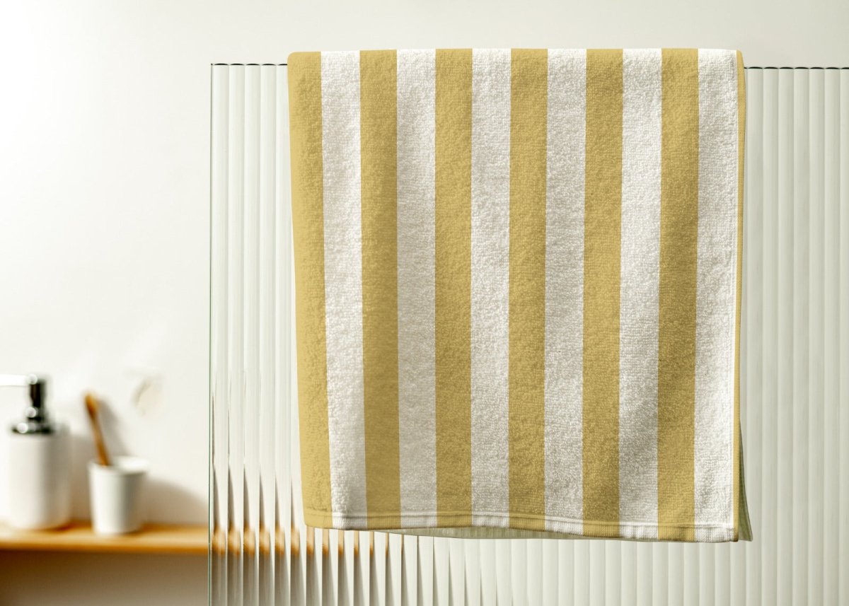 Super Soft Top Quality Yellow Stripes Design Bath Towel - 500 GSM - Waqashomeltd