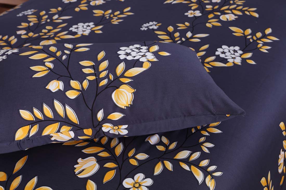 Yellow Flower-Flat Sheet with 2 Pillow Cases - Waqashomeltd